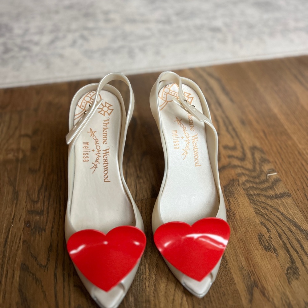Vivienne Westwood Women's Cream and Red Heart Shoes